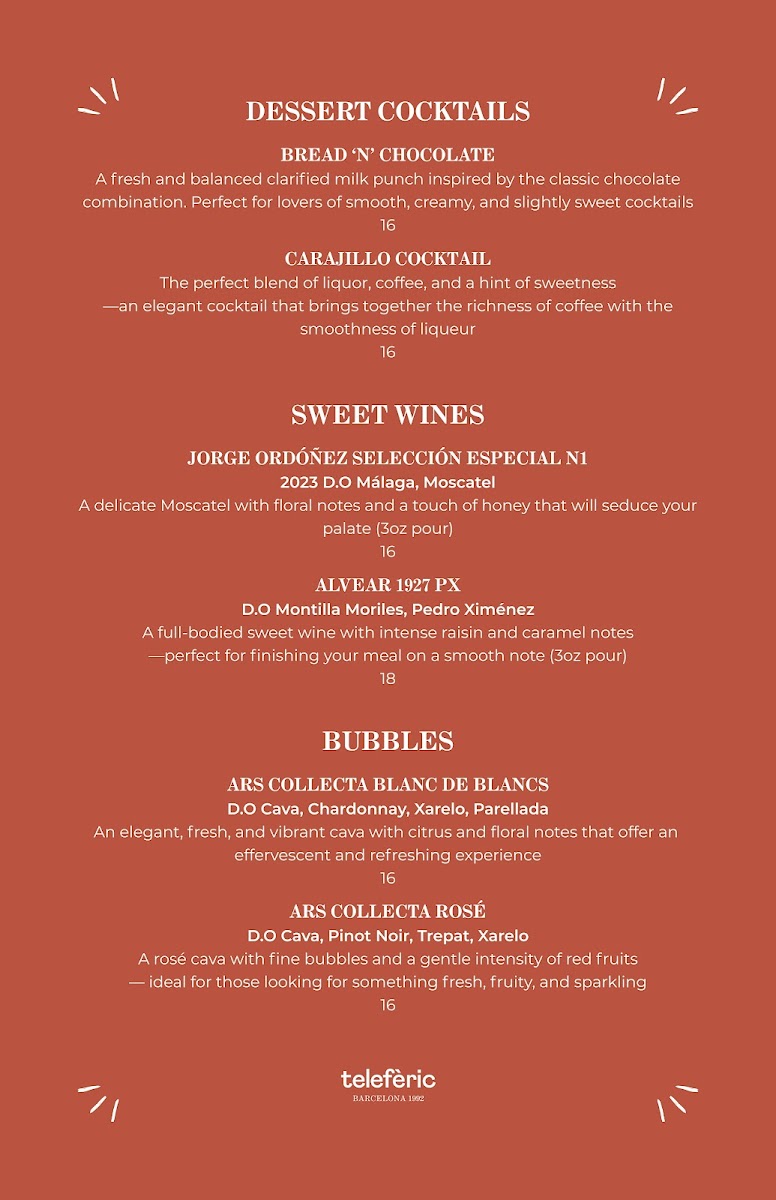 Telefèric Barcelona Palo Alto Menu - Image 1